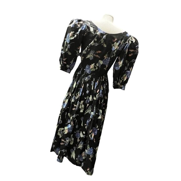 Vintage Handmade Eighties Cottage Core V Neck Balloon Sleeve Dress Sz Large Wome - Picture 11 of 16